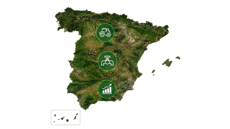 Mapa de España que muestra la distribución de recursos estratégicos para el desarrollo de proyectos de biometano, incluyendo actividad agroganadera, infraestructuras energéticas y potencial de crecimiento.